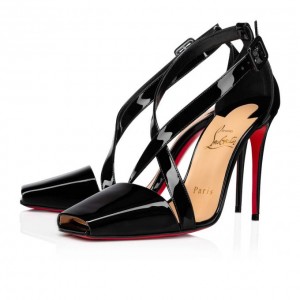 Christian Louboutin Ambretta Cross 100 Patent Pumps Stiletto Kadın Siyah | Türkiye CJ2-96129Z8