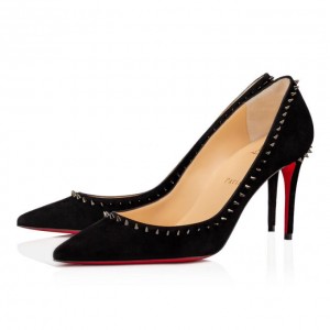 Christian Louboutin Anjalina 085 85 Veau Velours Pumps Stiletto Kadın Siyah | Türkiye CQ9-94349O9