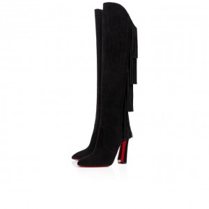 Christian Louboutin Boot Lionne 100 Veau Velours Boots Bot Kadın Siyah | Türkiye FU2-66736U3