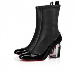 Christian Louboutin Bootnik 85 Patent Boots Bot Kadın Siyah Gümüş | Türkiye PQ9-03680T7