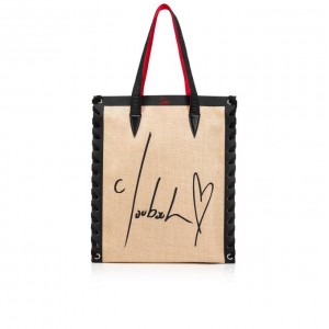 Christian Louboutin Cabalace Small Creative Fabric Tote Bags Tote Çanta Kadın Beyaz Siyah | Türkiye FQ2-31263G9