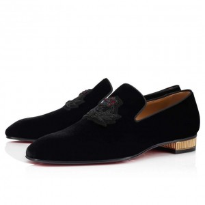 Christian Louboutin Captain Colonna 000 Velvet Loafer Makosen Erkek Siyah Altın | Türkiye RX8-11471N2