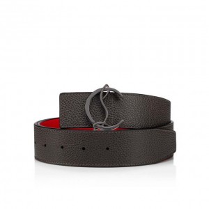 Christian Louboutin Cl Logo Belt 40 Classic Leather Belts Kemer Erkek Koyu Gri Kırmızı Metal | Türkiye CQ1-06350N0