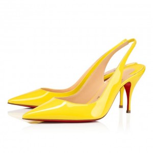 Christian Louboutin Clare Sling 080 80 Citronnade Patent Pumps Stiletto Kadın Sarı | Türkiye YC8-19361Y2