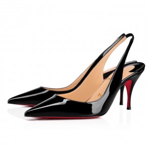 Christian Louboutin Clare Sling 080 80 Patent Pumps Stiletto Kadın Siyah | Türkiye WE4-86588Z6