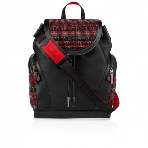 Christian Louboutin Explorafunk S Creative Leather Backpack Sırt Çantası Erkek Siyah Kırmızı | Türkiye WY3-83578Z6