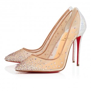 Christian Louboutin Follies Strass 100 Version Ab Classic Fabric Pumps Stiletto Kadın Beyaz | Türkiye NX7-24762D5