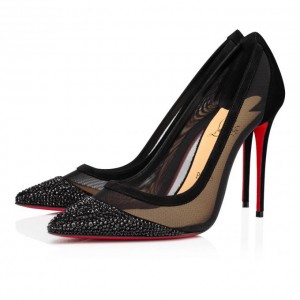 Christian Louboutin Galativi P Strass 100 Version Classic Fabric Pumps Stiletto Kadın Siyah | Türkiye EK6-56485L5