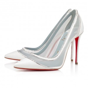 Christian Louboutin Galativi Strass 100 Crepe Sati 100 Version Pumps Stiletto Kadın Beyaz Mavi | Türkiye AT1-65986X5