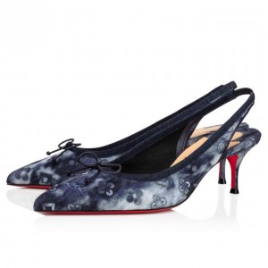 Christian Louboutin Hall Sling Pump 55 Cotton Pumps Sandalet Kadın Renkli Mavi | Türkiye HR4-45494Z8