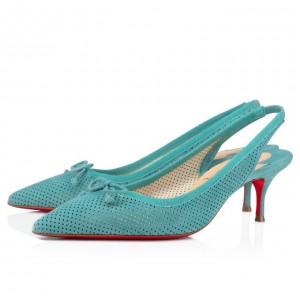 Christian Louboutin Hall Sling Pump 55 Veau Velours Pumps Stiletto Kadın Mavi | Türkiye RG8-51515W2