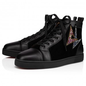 Christian Louboutin Lou Oui Veau Velours Sneakers Spor Ayakkabı Erkek Siyah | Türkiye IB3-24142A8