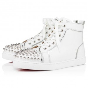 Christian Louboutin Lou Spikes Calf Sneakers Spor Ayakkabı Kadın Beyaz Gümüş | Türkiye HA5-73017Y4