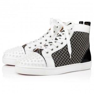 Christian Louboutin Lou Spikes Orlato Cotton Sneakers Spor Ayakkabı Erkek Beyaz Siyah | Türkiye FD5-72387N9