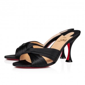 Christian Louboutin Nicol Is Back 85 Crepe Satin/Satin/Lurex Sandaletler Sandalet Kadın Siyah Bej Rengi | Türkiye IG5-49094K1