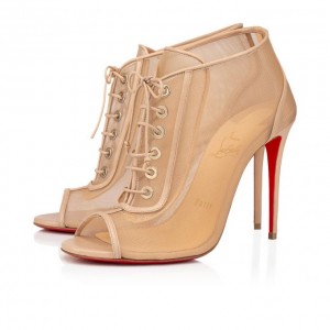 Christian Louboutin Open Ondessa 100 Lace Boots Bot Kadın Bej Rengi | Türkiye YO3-70917D2