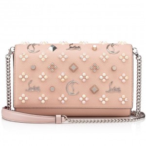 Christian Louboutin Paloma Clutch Classic Leather Pouches Kese Çanta Kadın Pembe Altın Beyaz | Türkiye LV8-78707Y8