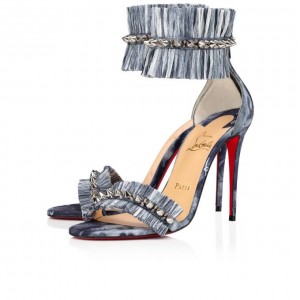 Christian Louboutin Poupedou 100 Cotton Sandaletler Sandalet Kadın Renkli Mavi | Türkiye CS8-55265N7