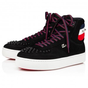 Christian Louboutin Top Rui Spikes Creative Leather Sneakers Spor Ayakkabı Erkek Siyah | Türkiye UT0-76957O6