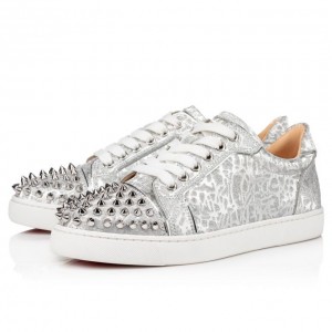 Christian Louboutin Vieira Spikes Specchio/Laminato Sneakers Spor Ayakkabı Kadın Gümüş | Türkiye NB9-65876A8