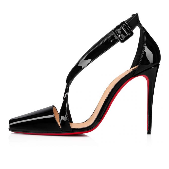 Christian Louboutin Ambretta Cross 100 Patent Pumps Stiletto Kadın Siyah | Türkiye CJ2-96129Z8