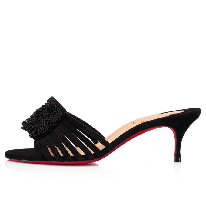 Christian Louboutin Belbrossa 55 Veau Velours Sandaletler Sandalet Kadın Siyah | Türkiye RN4-65596B7