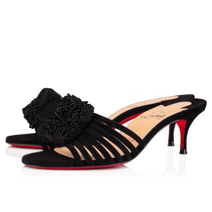 Christian Louboutin Belbrossa 55 Veau Velours Sandaletler Sandalet Kadın Siyah | Türkiye RN4-65596B7