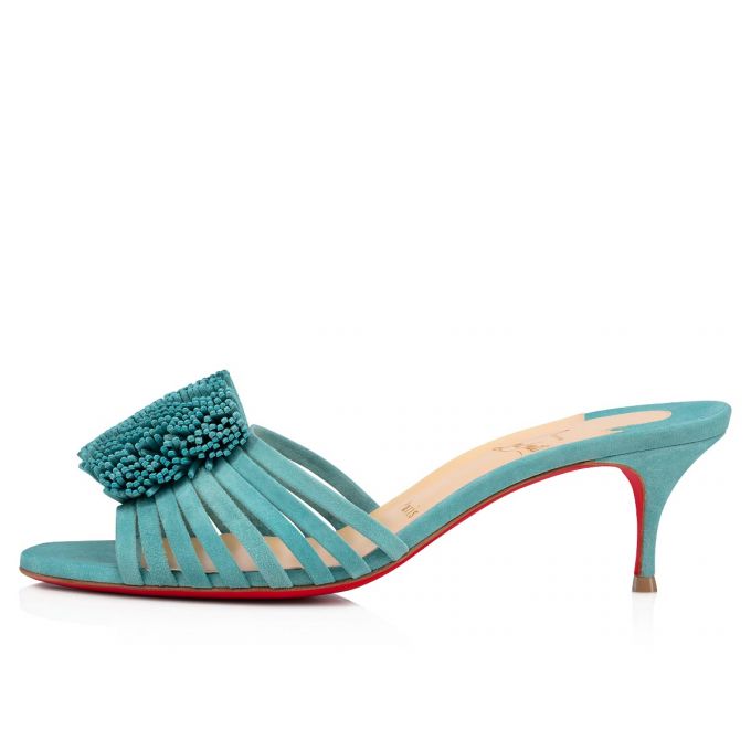 Christian Louboutin Belbrossa 55 Veau Velours Mules Mules Kadın Mavi | Türkiye CP9-40744E8