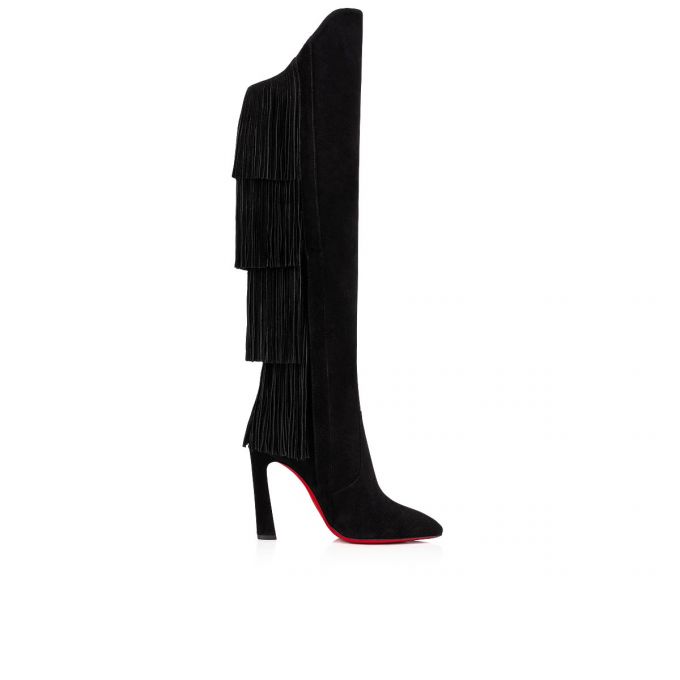 Christian Louboutin Boot Lionne 100 Veau Velours Boots Bot Kadın Siyah | Türkiye FU2-66736U3