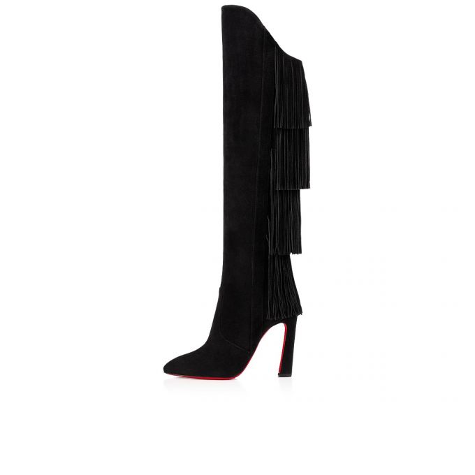 Christian Louboutin Boot Lionne 100 Veau Velours Boots Bot Kadın Siyah | Türkiye FU2-66736U3