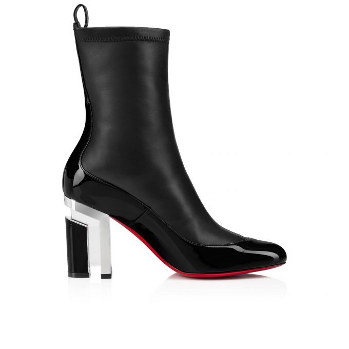 Christian Louboutin Bootnik 85 Patent Boots Bot Kadın Siyah Gümüş | Türkiye PQ9-03680T7