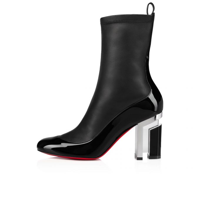 Christian Louboutin Bootnik 85 Patent Boots Bot Kadın Siyah Gümüş | Türkiye PQ9-03680T7