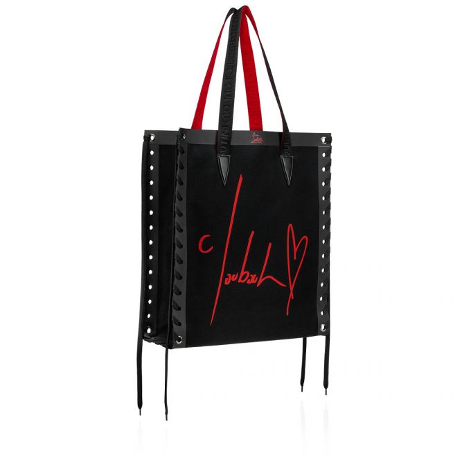 Christian Louboutin Cabalace Small Creative Fabric Tote Bags Tote Çanta Kadın Siyah Kırmızı | Türkiye CM3-81588P3