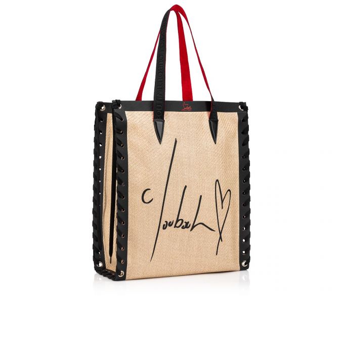 Christian Louboutin Cabalace Small Creative Fabric Tote Bags Tote Çanta Kadın Beyaz Siyah | Türkiye FQ2-31263G9