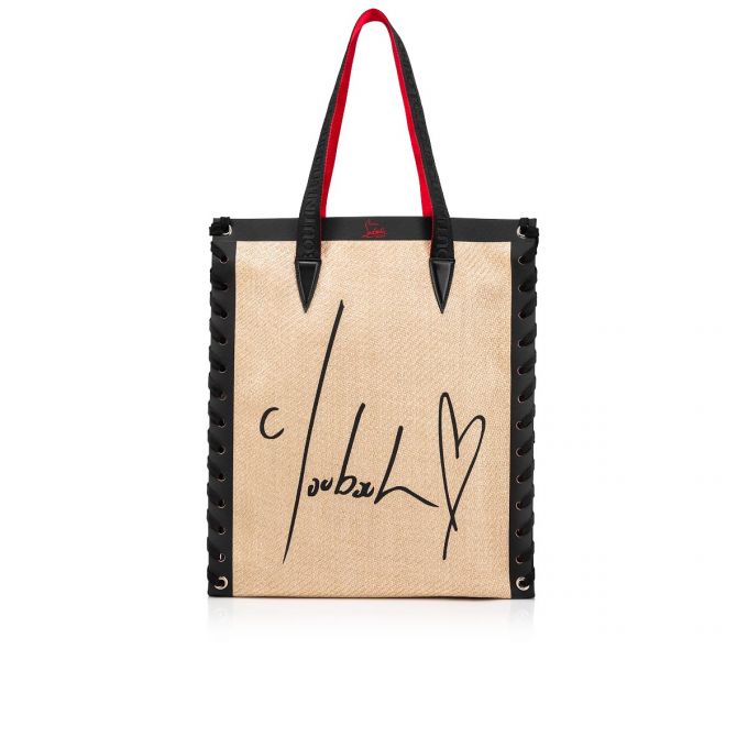 Christian Louboutin Cabalace Small Creative Fabric Tote Bags Tote Çanta Kadın Beyaz Siyah | Türkiye FQ2-31263G9