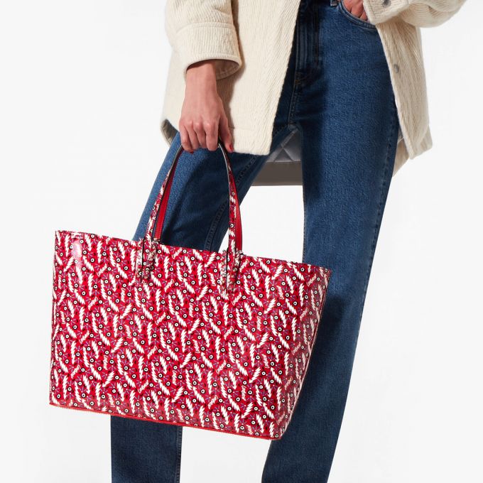 Christian Louboutin Cabata Creative Leather Tote Bags Tote Çanta Kadın Kırmızı | Türkiye TP3-39153Z9