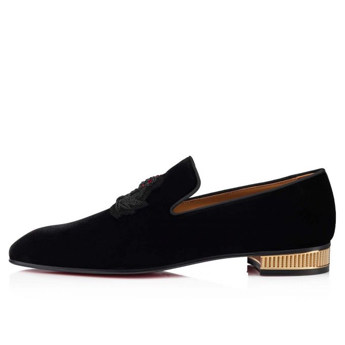 Christian Louboutin Captain Colonna 000 Velvet Loafer Makosen Erkek Siyah Altın | Türkiye RX8-11471N2