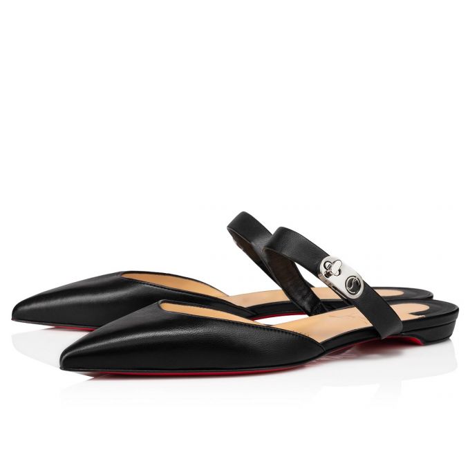 Christian Louboutin Choc Lock Nappa Flats Düz Ayakkabı Kadın Siyah | Türkiye RX1-93769J1