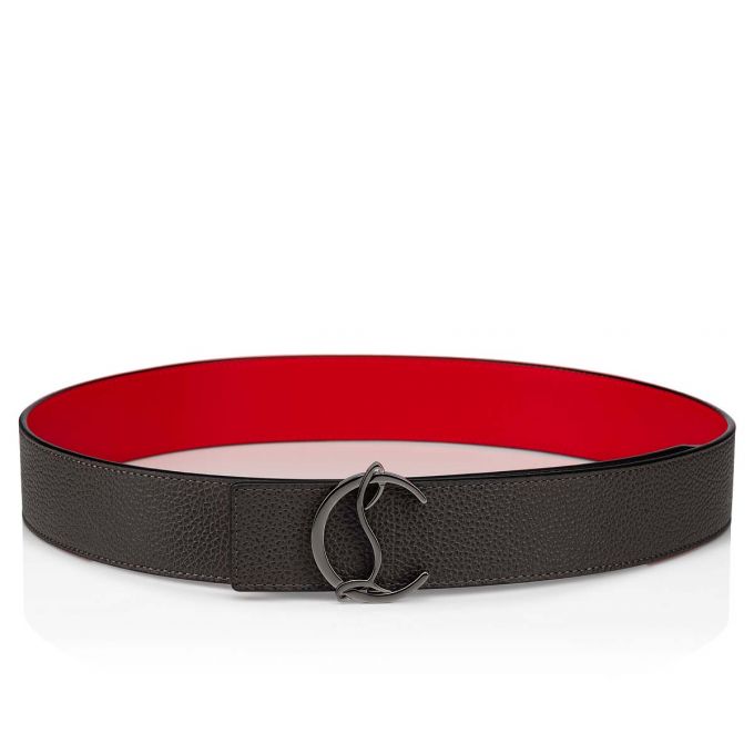 Christian Louboutin Cl Logo Belt 40 Classic Leather Belts Kemer Erkek Koyu Gri Kırmızı Metal | Türkiye CQ1-06350N0