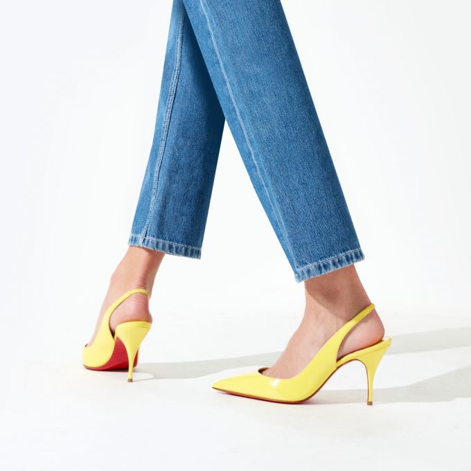 Christian Louboutin Clare Sling 080 80 Citronnade Patent Pumps Stiletto Kadın Sarı | Türkiye YC8-19361Y2