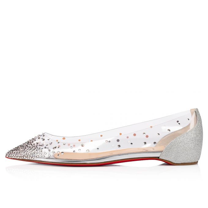 Christian Louboutin Degrastrass Pvc 000 Version Pvc Flats Düz Ayakkabı Kadın Gümüş | Türkiye DJ4-06680O8