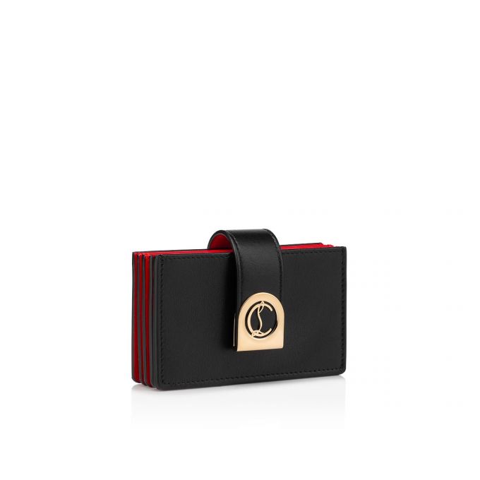 Christian Louboutin Elisa Accordeon Card Holder Classic Leather Card Holder Kartlık Kadın Siyah Altın | Türkiye UO6-09540L9