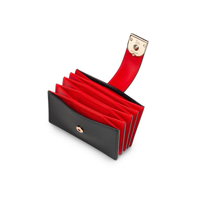 Christian Louboutin Elisa Accordeon Card Holder Classic Leather Card Holder Kartlık Kadın Siyah Altın | Türkiye UO6-09540L9