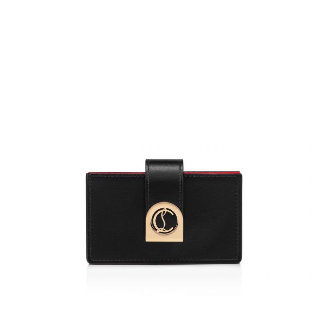 Christian Louboutin Elisa Accordeon Card Holder Classic Leather Card Holder Kartlık Kadın Siyah Altın | Türkiye UO6-09540L9