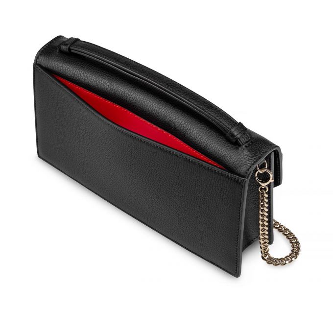 Christian Louboutin Elisa Baguette Classic Leather Pouches Kese Çanta Kadın Siyah Altın | Türkiye AV3-98279C1