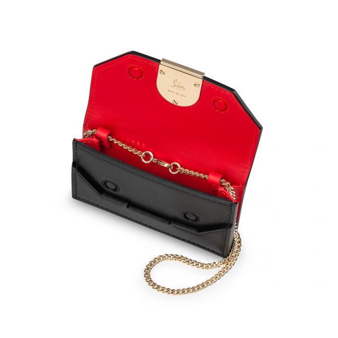 Christian Louboutin Elisa Chain Card Holder Classic Leather Card Holder Kartlık Kadın Siyah Altın | Türkiye QJ4-26842R3