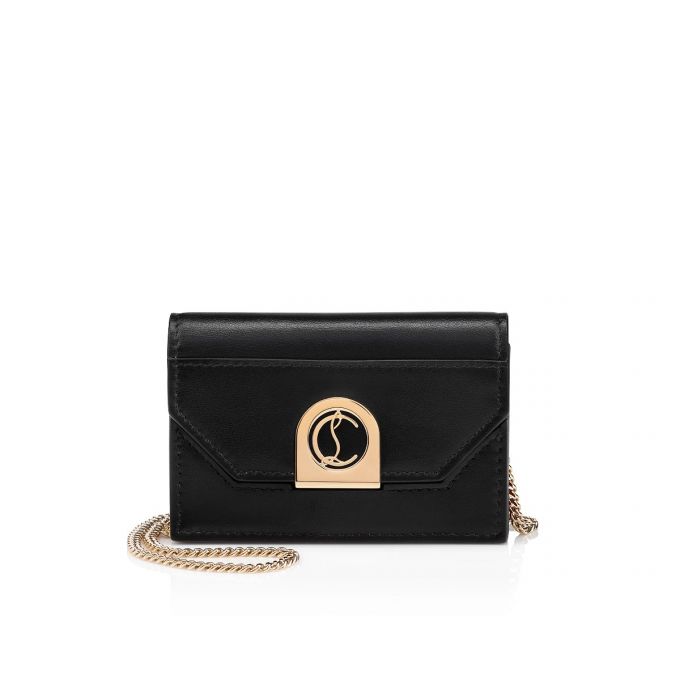 Christian Louboutin Elisa Chain Card Holder Classic Leather Card Holder Kartlık Kadın Siyah Altın | Türkiye QJ4-26842R3