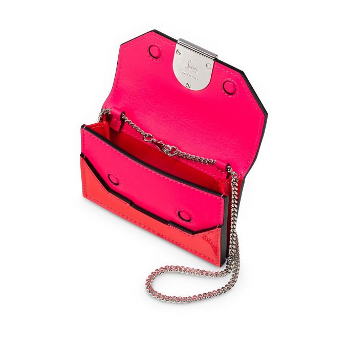 Christian Louboutin Elisa Chain Card Holder Creative Leather Card Holder Kartlık Kadın Pembe Gümüş | Türkiye YH4-26262A0