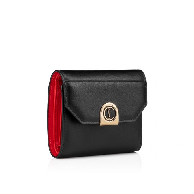 Christian Louboutin Elisa Compact Wallet Calf Empi Classic Leather Wallets Cüzdan Kadın Siyah Altın | Türkiye ET0-17331D4