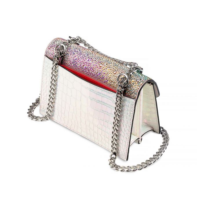 Christian Louboutin Elisa Mini Strass Cross Body Bags Atlet Çanta Kadın Pembe Beyaz Renkli Gümüş | Türkiye GG1-30833I5